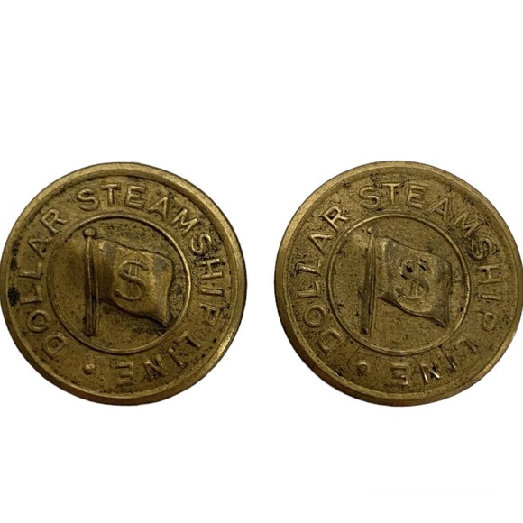 Vintage Dollar Steamship Line Uniform Button Gilt Brass Maritime Naval Militaria - Picture 1 of 5